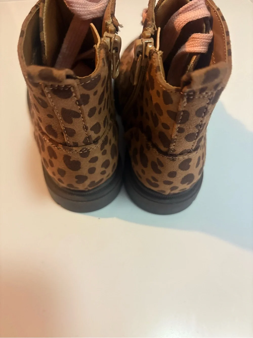 Cat & Jack Amaya Toddler Girls Leopard Heart Print Combat Boots Size 10C
